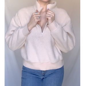 Fuzzy sweater with zipper